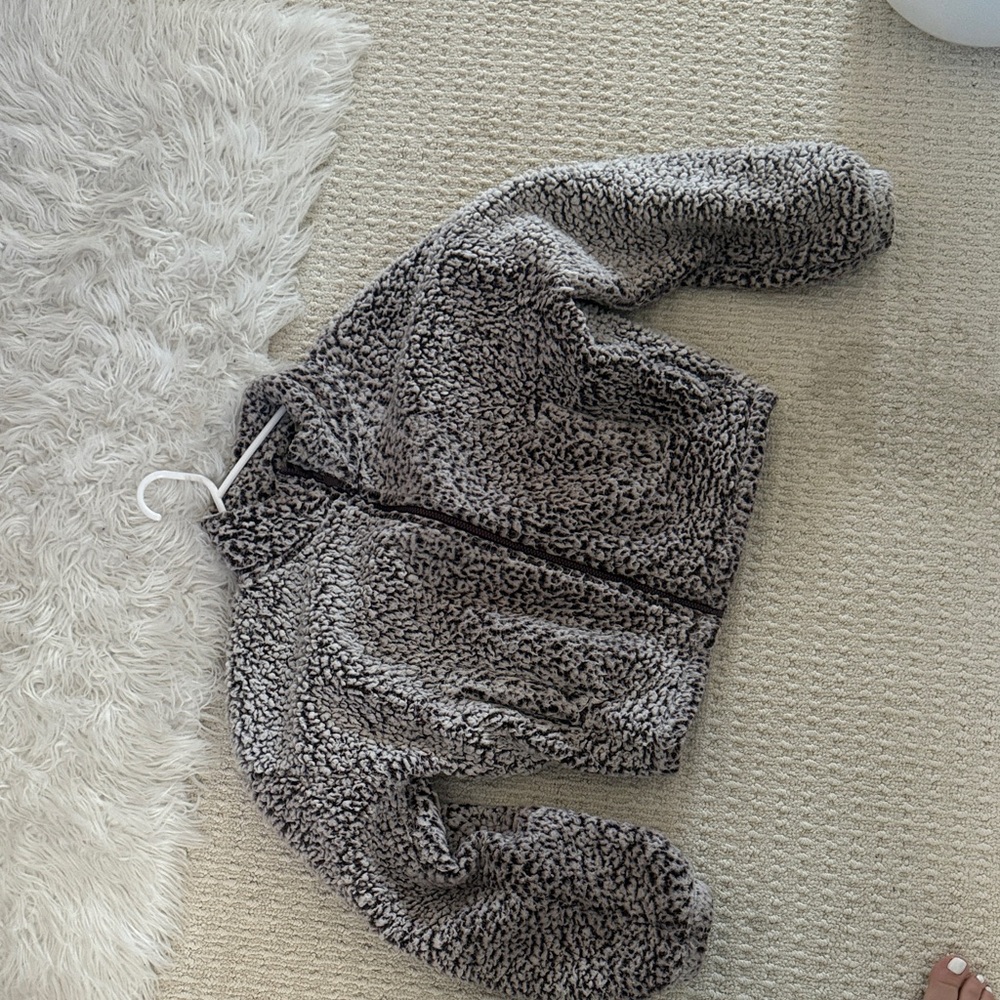 Express Gray Sherpa Zip Jacket